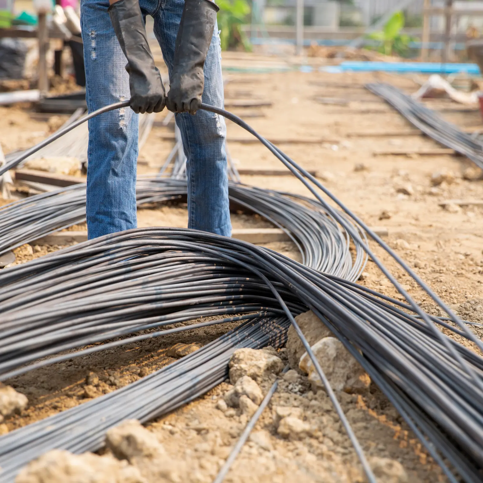 Trench Engineering Rod Laying cables in trench - Installation of grounding system from ...